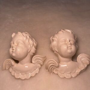 Vintage cherub wall hanging set of 2